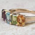 Reserved – Rainbow Multi Stone Ring in 9ct Gold, a UK M 1/2 or a US 6 1/2