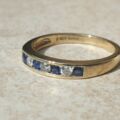 Channel Set Sapphire and Diamond Ring in 9ct Gold, a UK L 1/2 or a US 6 1/4