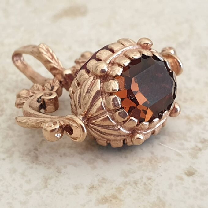 Three Colour Paste Spinning Fob in 9ct Rose Gold