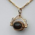 Three Stone Cabochon Spinner Fob Pendant in 9ct Gold