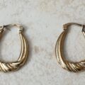 Oval Twist Pattern Creole Hoop Earrings in 9ct Gold