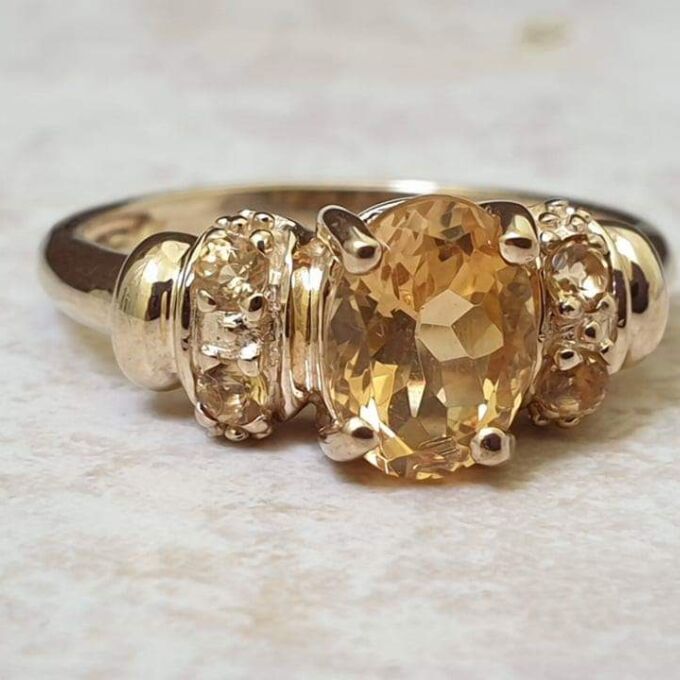 Citrine Ring in 9ct Gold,  a UK N or a US 6 3/4.