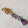 Reserved – Multi Stone Rainbow Drop Pendant in 9ct Gold