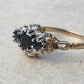 Three Stone Sapphire Ring in 9ct Gold, a UK K or a US 5 1/2