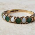 Opal and Green Stone Stacking Band in 9ct Gold, a UK N 1/2 or a US 7 1/4.