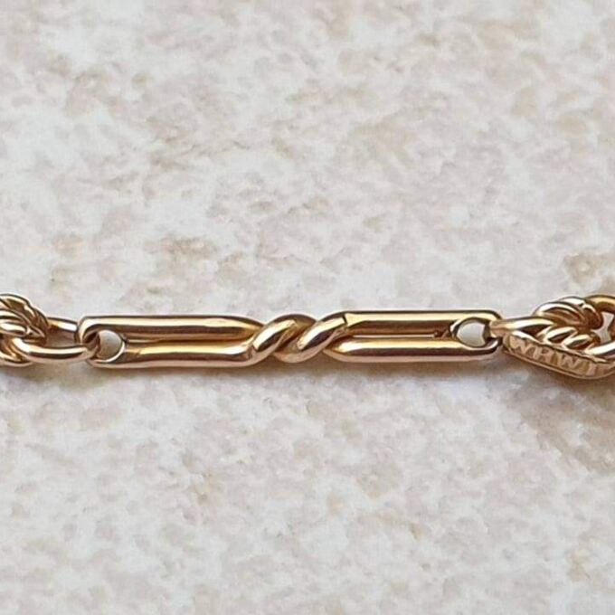 Antique Fancy Link Paperclip Chain Necklace in 9ct Gold, 18 inches.