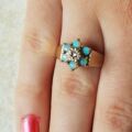 Opal and Diamond Cluster Ring in 9ct Yellow Gold, a UK M or a US 6 1/4.