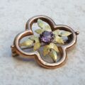 Small Antique Amethyst Brooch in 9ct Gold