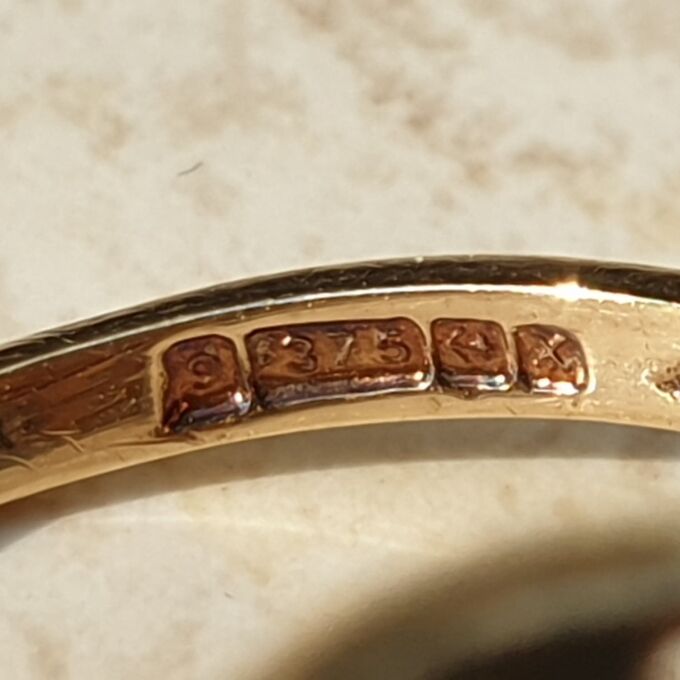 Diamond Set Engraved Signet Ring in 9ct Gold