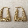 Geometric Textured Hoop Earrings in 9ct Gold