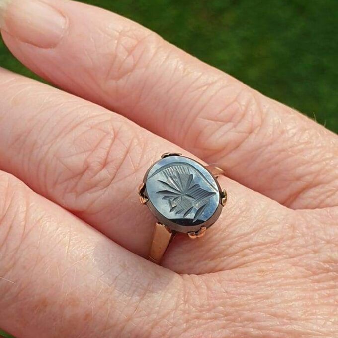 Hematite Centurion Intaglio Ring in 9ct gold, a UK N or a US 7