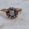 Flower Sapphire and Diamond Rose Ring in 9ct Gold, a UK J 1/2 or a US 5 1/4.