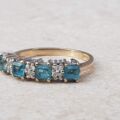 Bright Swiss Blue Topaz and Diamond Band in 9ct Gold, a UK J 1/2 or a US 5 1/4.