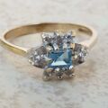 Blue Topaz and Diamond Ring in 9ct Gold,  a UK O 1/2 or a US 7 3/4.