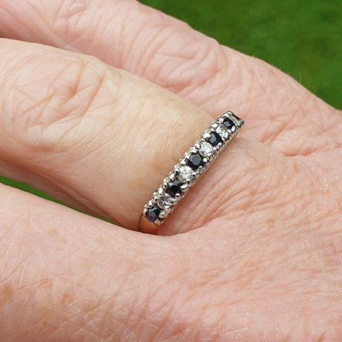 Spinel and Diamond Half Eternity Stacking Ring in 9ct Gold, a UK L or a US 6
