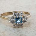 Blue Topaz and Diamond Ring in 9ct Gold,  a UK O 1/2 or a US 7 3/4.