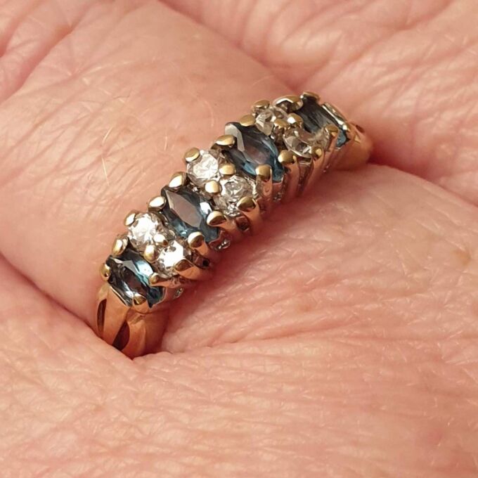 Marquise Cut Topaz and Paste Ring in 9ct Gold, a UK L or a US 6.