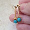 Old Turquoise Paste and 9ct Gold Screw Back Earrings.