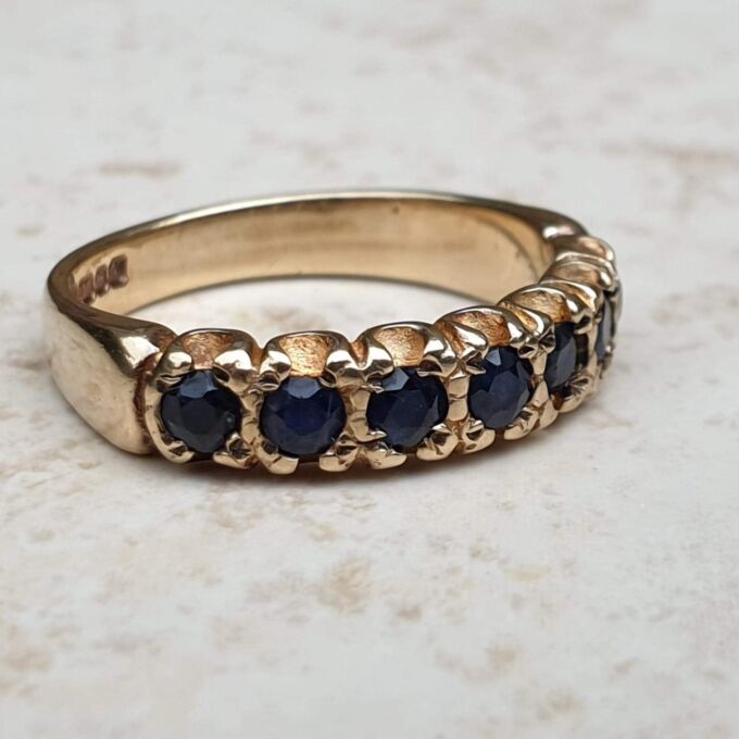 Blue Sapphire Stacking Eternity Band in 9ct Gold,  a UK K 1/2 or a US 5 3/4.