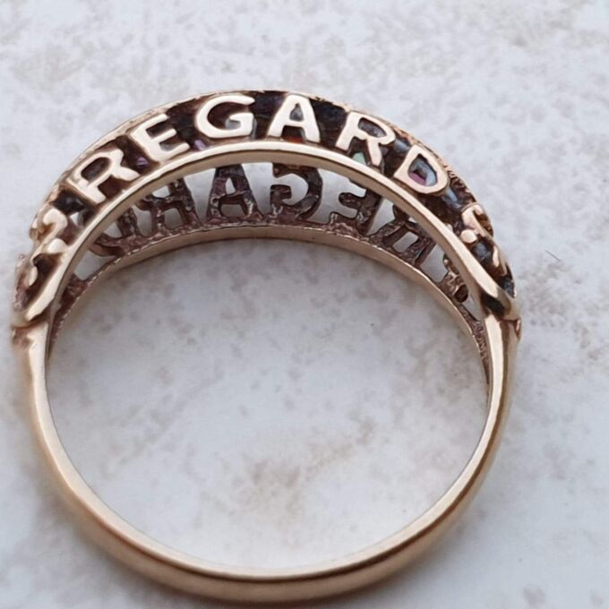 REGARD Acrostic Ring in 9ct Gold, a UK L 1/2 or a 6 1/4
