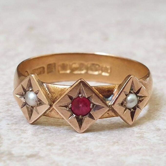 Antique Pearl and Paste Ring in 9ct and 22ct Gold.