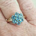 Topaz Flower Cluster Ring in 9ct Gold,  a UK O 1/2 or a US 7 3/4.