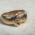Diamond Set Buckle Ring in 9ct Gold, a UK S or a US 9 1/2.