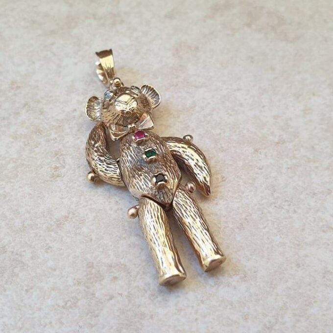 Articulated Teddy Bear Pendant in 9ct Gold