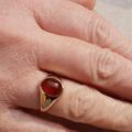 Cabochon Carnelian Signet Ring in 9ct Gold, a UK L 1/2 or a US 6 1/2.