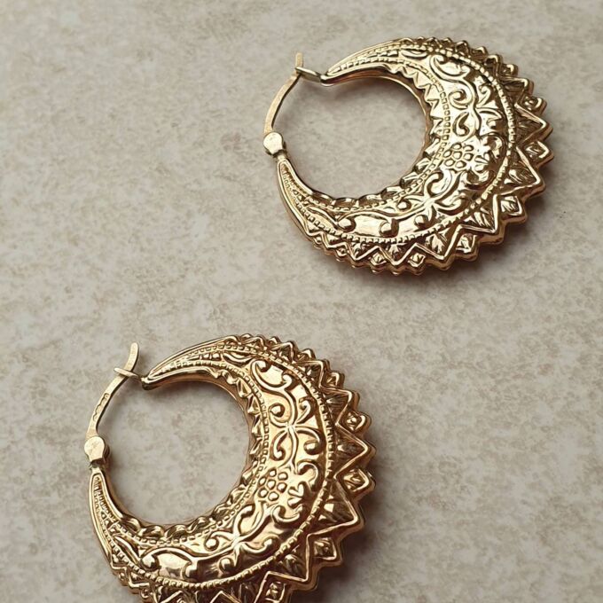Gypsy Creole Hoop Earrings in 9ct Gold