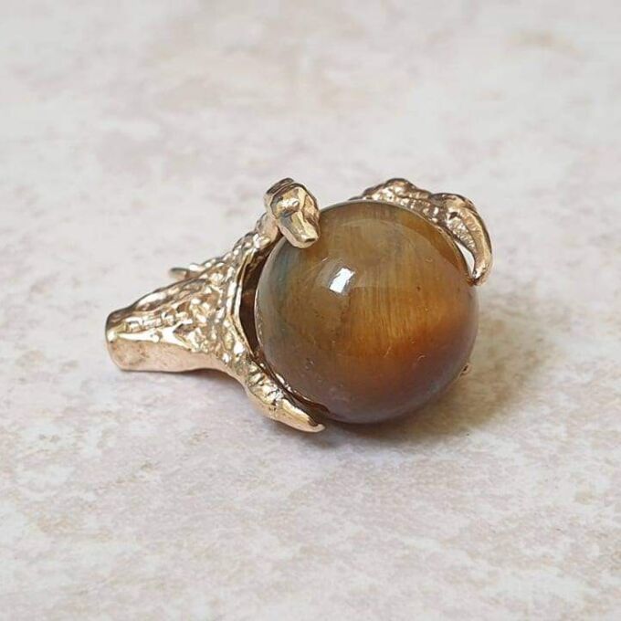 Eagle or Dragon Claw Pendant with Tigers Eye Ball, in 9ct Gold