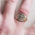 Textured Oval Signet Ring in 9ct Gold, a UK O or a US 7 1/2.