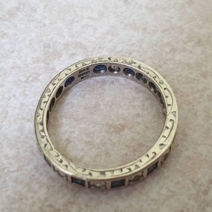 Sapphire and Spinel Full Eternity Ring in 9ct Gold, a UK M or a US 6 1/2