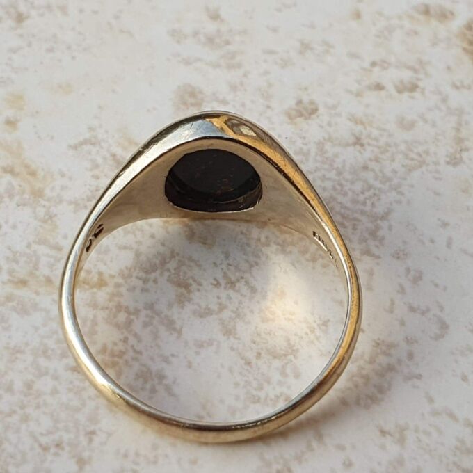 Oval Bloodstone Signet Ring in 9ct Gold, a UK M 1/2 or a US 6 3/4
