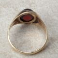 Garnet Cabochon Signet Ring in 9ct Gold,  a UK J 1/2 or a US 5 1/2.
