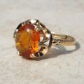 Madeira Citrine Oval Solitaire Ring in 9ct Gold,  a UK P 1/2 or a US 8.