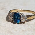 Sale – London Blue Topaz and Diamond Ring in 9ct Gold, a UK N 1/2 or a US 7 1/4.