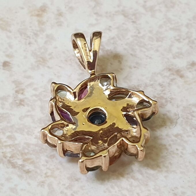 Multi Sapphire Cluster Pendant in 9ct Gold