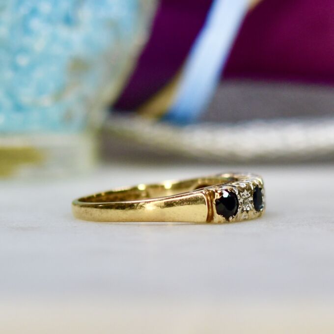 Sapphire and Diamond Stacking Ring in 9ct Gold.