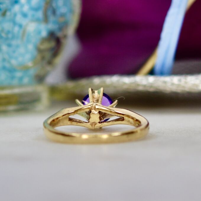 Synthetic Purple Sapphire Ring in 9ct gold.