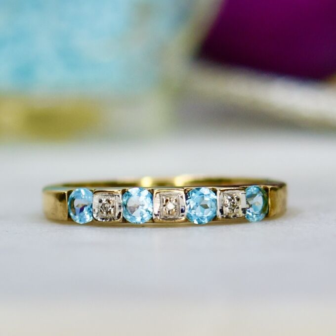 Topaz and Diamond Stacking Band in 9ct Gold.