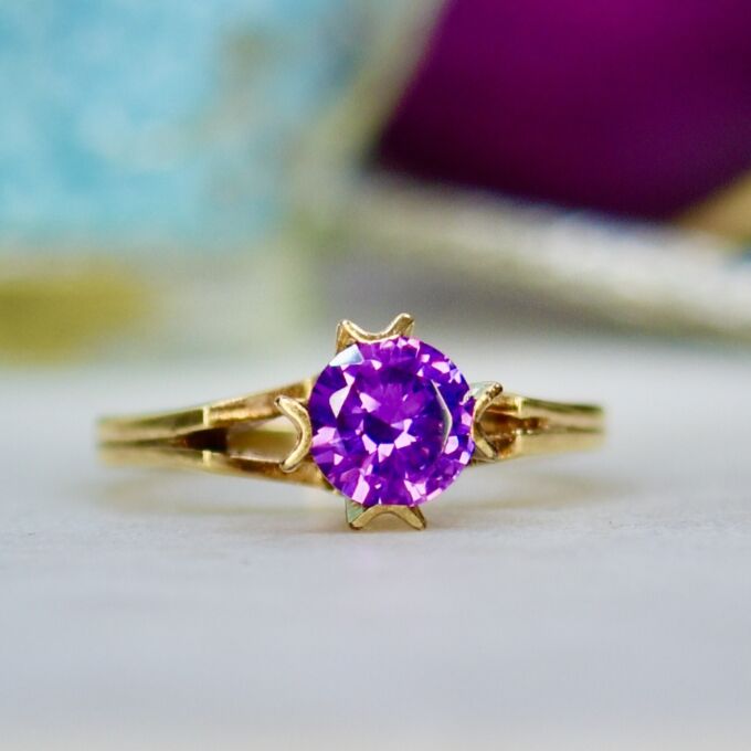 Synthetic Purple Sapphire Ring in 9ct gold.
