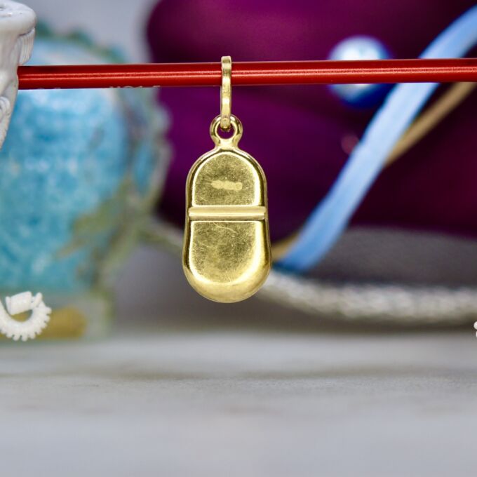 Blue Enamel Baby Shoe in 9ct Gold