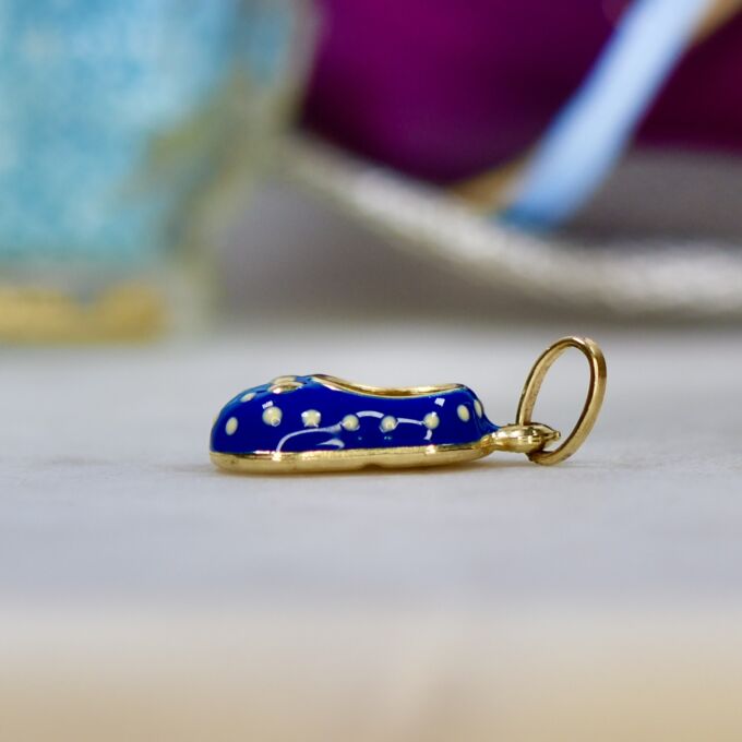 Blue Enamel Baby Shoe in 9ct Gold