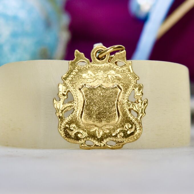 Ornate Shield Medallion in 9ct Gold.
