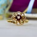 Fancy Set Garnet Solitaire Ring in 9ct Gold.