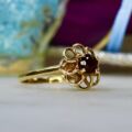 Fancy Set Garnet Solitaire Ring in 9ct Gold.