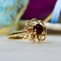 Fancy Set Garnet Solitaire Ring in 9ct Gold.