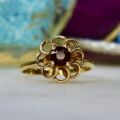 Fancy Set Garnet Solitaire Ring in 9ct Gold.