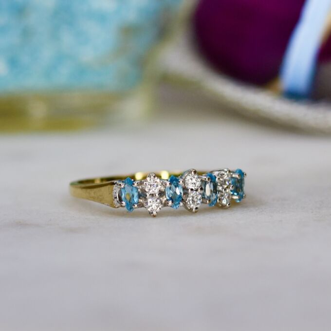 Marquise or Navette Topaz Ring in 9ct Gold.